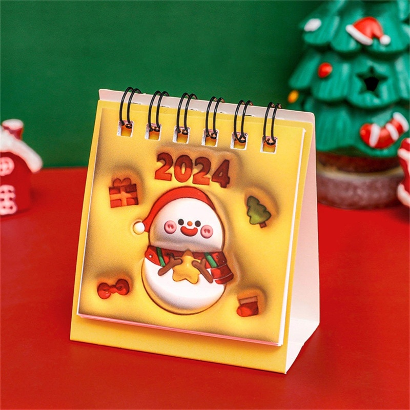 Lịch Năm 2024 mini Để Bàn Họa Tiết Giáng Sinh Dễ Thương