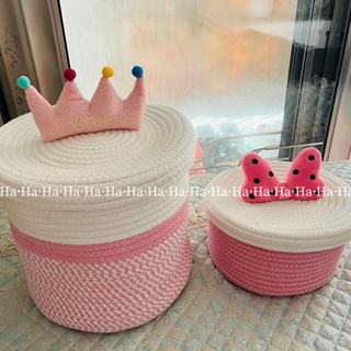 Giỏ đựng đồ có nắp đậy bằng dây cotton đa năng tiện dụng