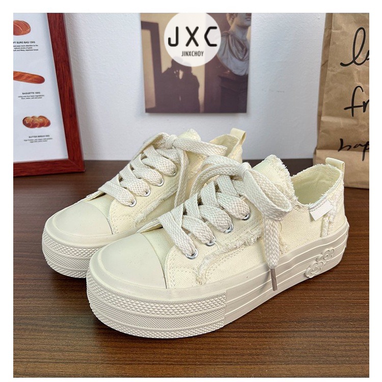 Giày Thể Thao Vải Bạt Cổ Thấp Thời Trang Hàn Cho Nữ