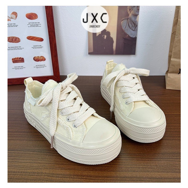 Giày Thể Thao Vải Bạt Cổ Thấp Thời Trang Hàn Cho Nữ