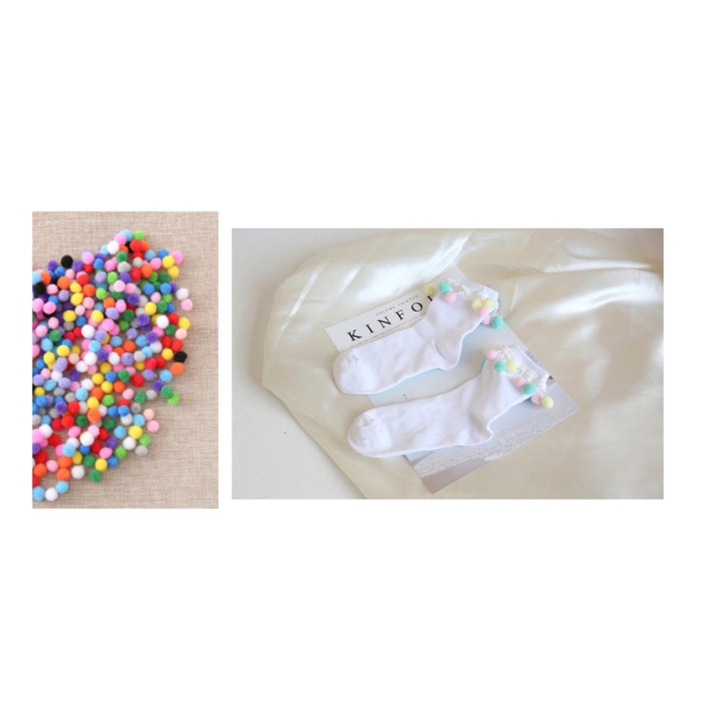 2000Pcs 1cm DIY Multicolor Mini Soft Fluffy Pom Poms Ball for Kids Tool