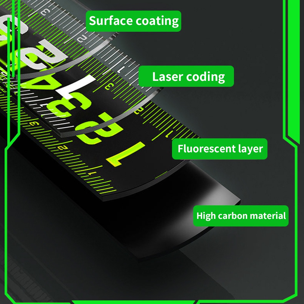 Pcbfun Thước dây huỳnh quang Pcbfun, thước dây dạ quang, thước dây thép, độ chính xác cao, dày, chống mài mòn và chống rơi