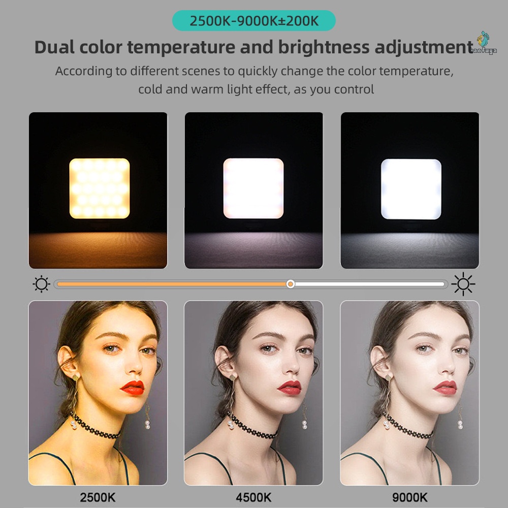 Nhiệt độ đèn 3 Hạt gắn lạnh 200 Đèn led mini chụp ảnh màu cho Co ≥ panel CRI Home 95 với Live light Shoe Streaming RGB 2500 K- 9000 K ± Andoer 65 chiếc T 64 Pocket Video Studio