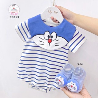  Body doremon sọc ngang yếm rời chất thun cotton mềm mại  MyMyBaBy BD853  
