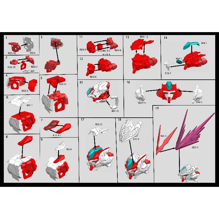 Phụ kiện mô hình lắp ráp Fighter Head V-fin shoulder Sừng Đầu Vai cho mg astray red blue