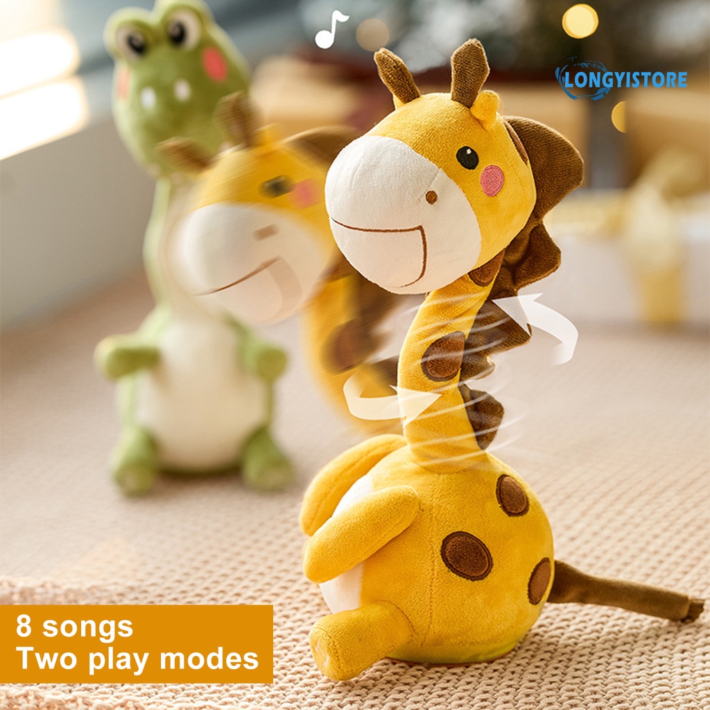Thú Nhồi Bông Điện Tử Mềm Mại Hình Hươu Cao Cổ  Nhảy Múa Cho Bé Trai Bé Gái
