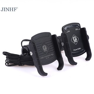 Jinhf giá đỡ điện thoại gắn kính chiếu hậu xe máy chống thấm nước có cổng sạc usb