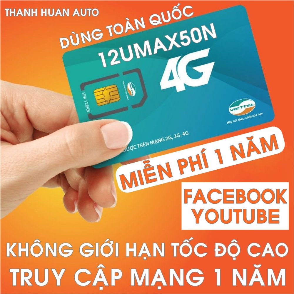 Sim 4G Viettel Vina D500 Umax50n umax70 TRỌN GÓI 1 NĂM KHÔNG NẠP TIỀN