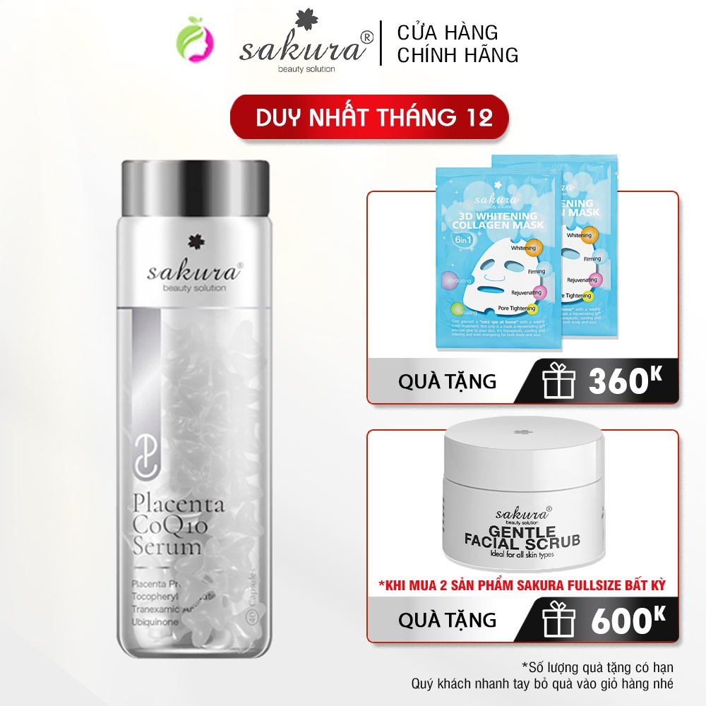 Serum dưỡng trắng da chống lão hóa tinh chất nhau thai cừu Sakura Placenta COQ10 (40 viên)