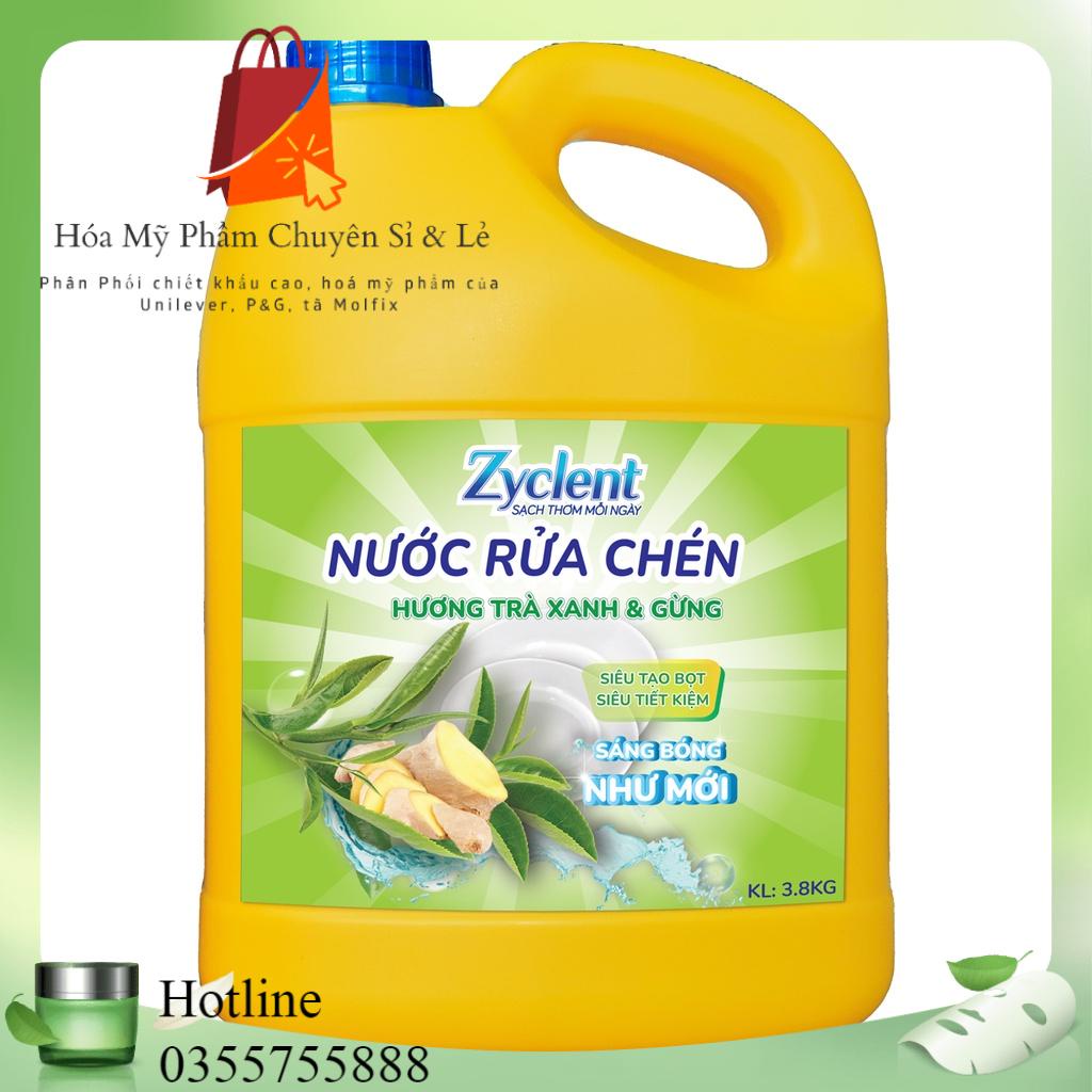 Nước rửa chén Zyclent Hương Trà Xanh & Gừng - 3.8kg