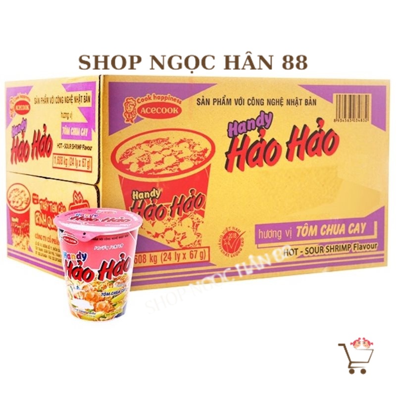 Thùng 24 Mì ly ăn liền HẢO HẢO tôm chua cay 67g