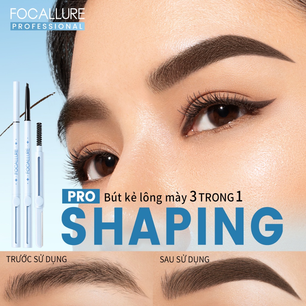 Ảnh 7 của Bút Kẻ Lông Mày Focallure 3 Trong 1 Đa Năng, chì kẻ siêu nét, đầu trải xoắn ốc, chống nước 0.07g E30