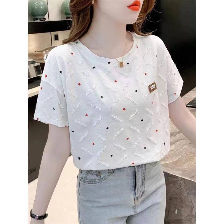 Áo Thun Cotton Tay Ngắn In Hình Thiết Kế Ba Chiều Mẫu Mới 2023 Thời Trang Mùa Hè Cho Nữ