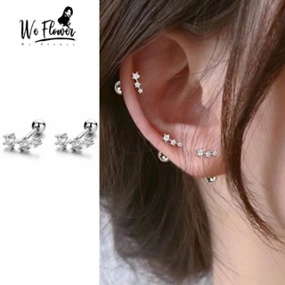WeFlower Bông Tai Mạ Bạc 925 Hình Ngôi Sao Đính Đá Thời Trang Hàn Quốc Cho Nam Nữ