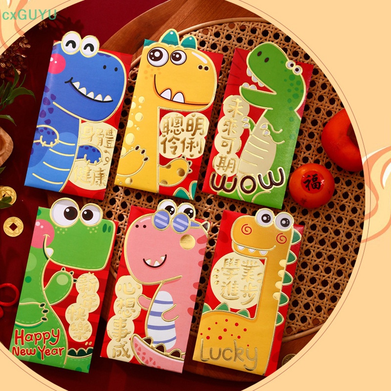 Set 6 Bao Lì Xì Giấy May Mắn Hình Rồng Dễ Thương Cho Năm Mới 2024 prta