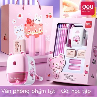 Bộ văn phòng phẩm hộp quà văn phòng phẩm khai giảng, quà tặng lớn đồ dùng học tập cho học sinh tiểu học lớp một và lớp