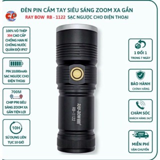 sẵn Đèn pin cầm tay siêu sáng RAY BOW 1122 chiếu xa 500 mét có ZOOM xa gần