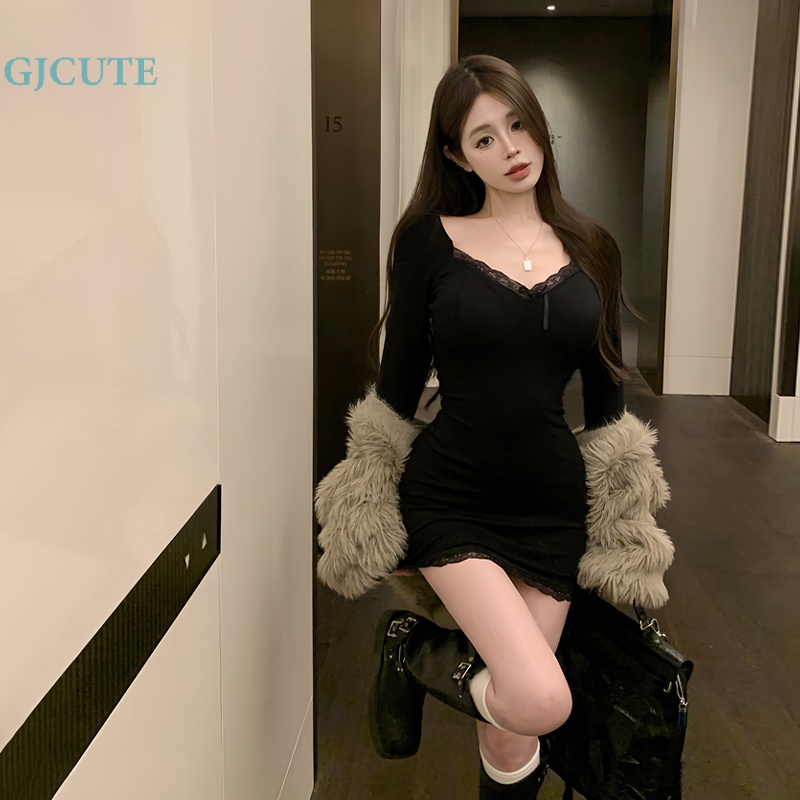 Gjcute Đầm Ngắn Dáng Ôm Tay Loe Viền Ren Gợi Cảm Cho Nữ wtd | BigBuy360 - bigbuy360.vn