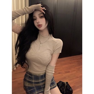 Áo Thun Tay Dài Cổ Lọ Màu Trơn Thời Trang Thu Đông Dành Cho Nữ