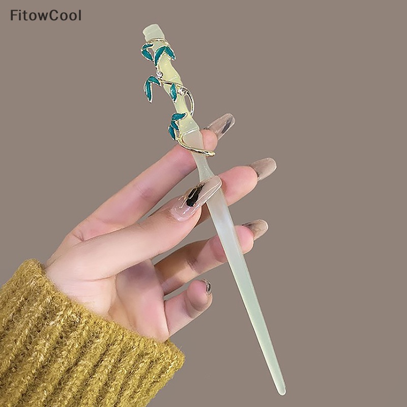 Fcvn Trâm Cài Tóc Hình Lá Tre Đính Đá zircon Phong Cách Trung Hoa Cổ Điển Thanh Lịch Cho Nữ qdd