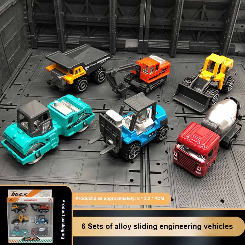 6 in 1 MINI Construction Vehicles Series Excavator Loader Forklift Dump Truck Road Roller Toys Car