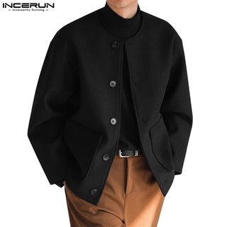 Incerun áo khoác nam trơn màu giản dị