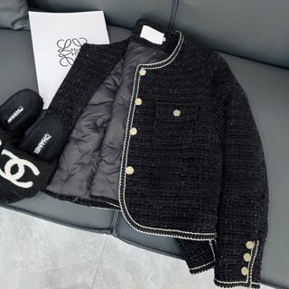 Áo Khoác Ngắn Vải tweed Dày Tay Dài Cổ Tròn Phong Cách Hàn Quốc Thời Trang Thu Đông Mới Dành Cho Bạn Nữ