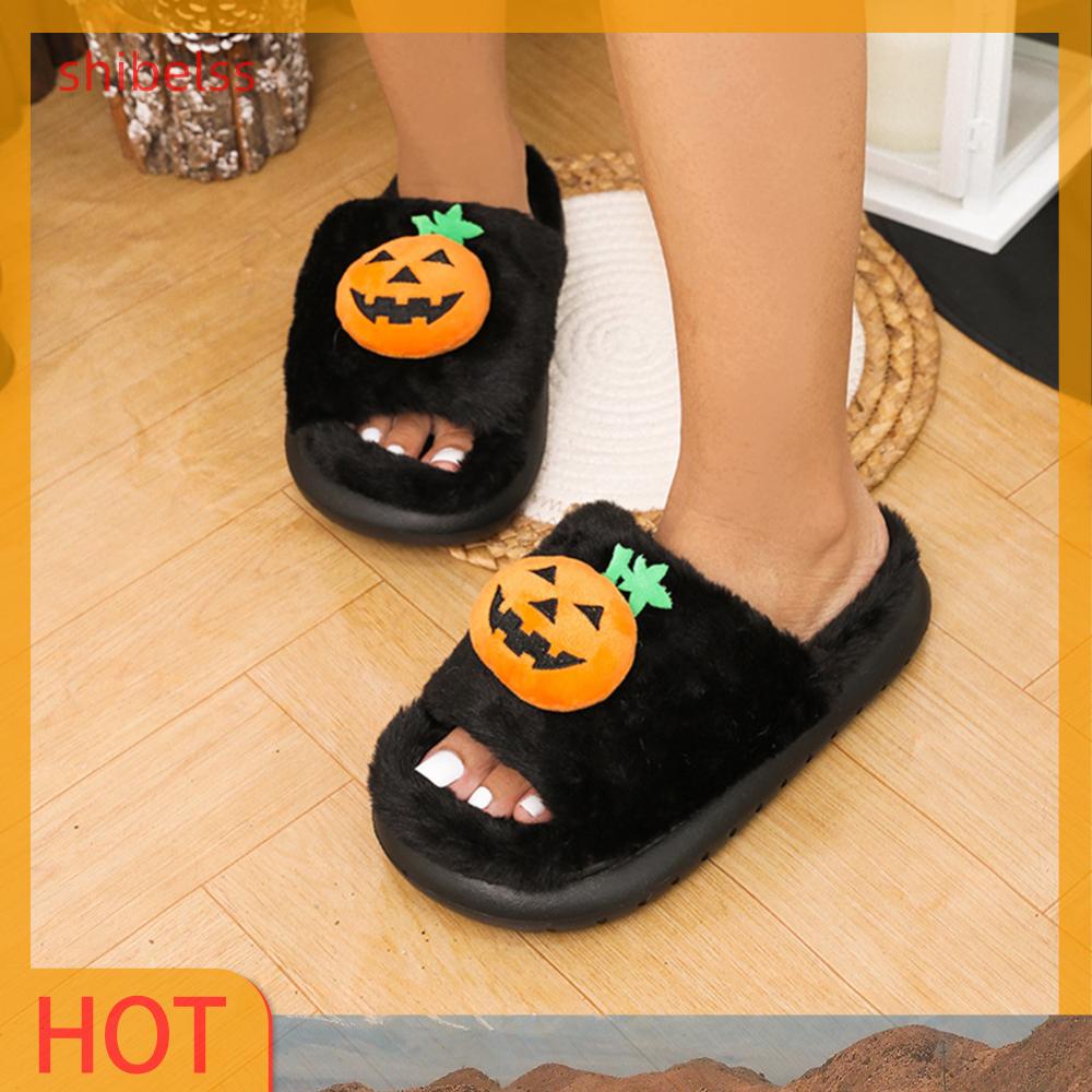 Dép Bông Đi Trong Nhà Chống Trượt Hình Bí Ngô halloween Vui Nhộn