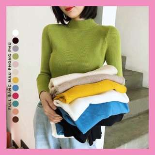  Áo len tăm nữ cổ lọ 3 phân trơn ôm body mềm mịn co giãn loại 1 nhiều màu dễ phối đồ hàng Quảng Châu AL01 