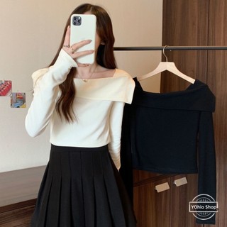 Áo Thun Tay Dài Trễ Vai Thời Trang Xuân Thu Cho Nữ Có Size Lớn