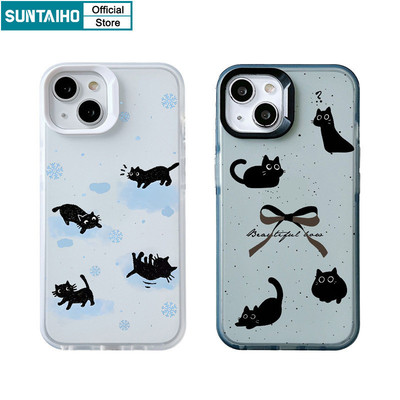 Ốp Điện Thoại TPU Dẻo Họa Tiết Chú Mèo Đen Vui Nhộn Cho Iphone 15 14 12 13 11 Pro Max IP 7 8 Plus Iphon X Xs XR Xs Max