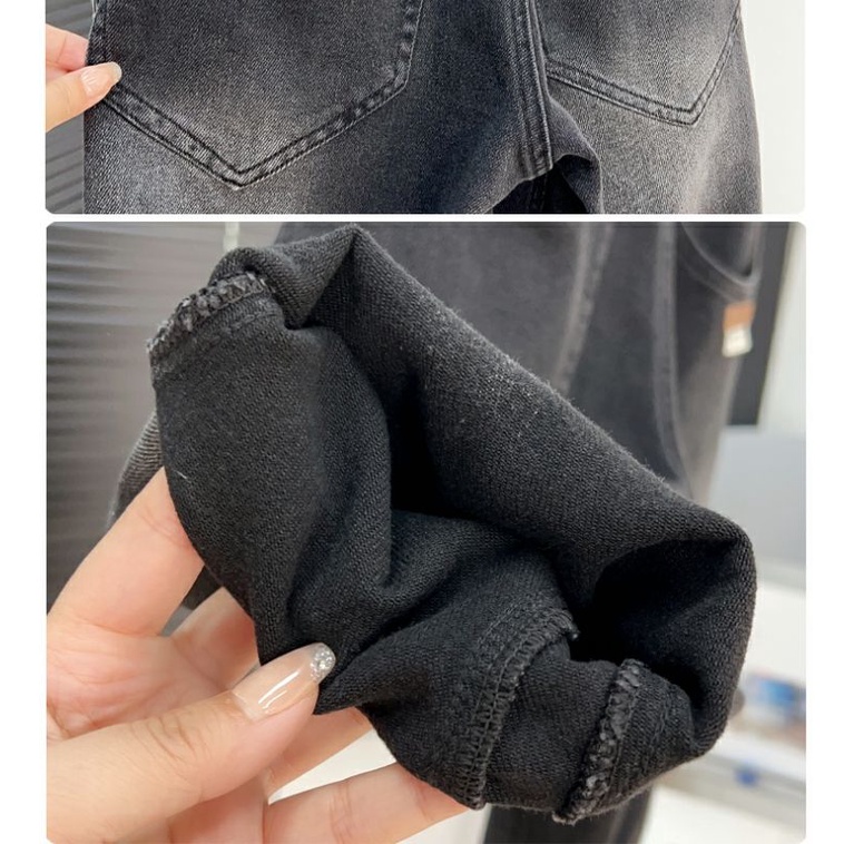 Quần jeans Đen Dáng Rộng Phong Cách Hàn Quốc Dành Cho Bé Trai