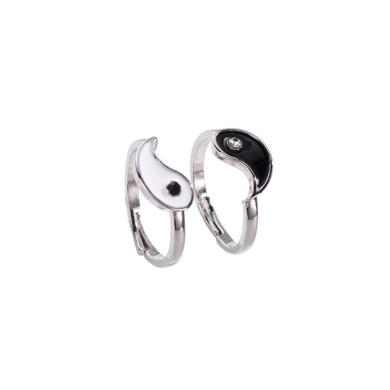 Diamd Bộ 2 Nhẫn Kim Loại Thả Dầu Đơn Giản Sáng Tạo Cho Cặp Đôi Bạn Thân