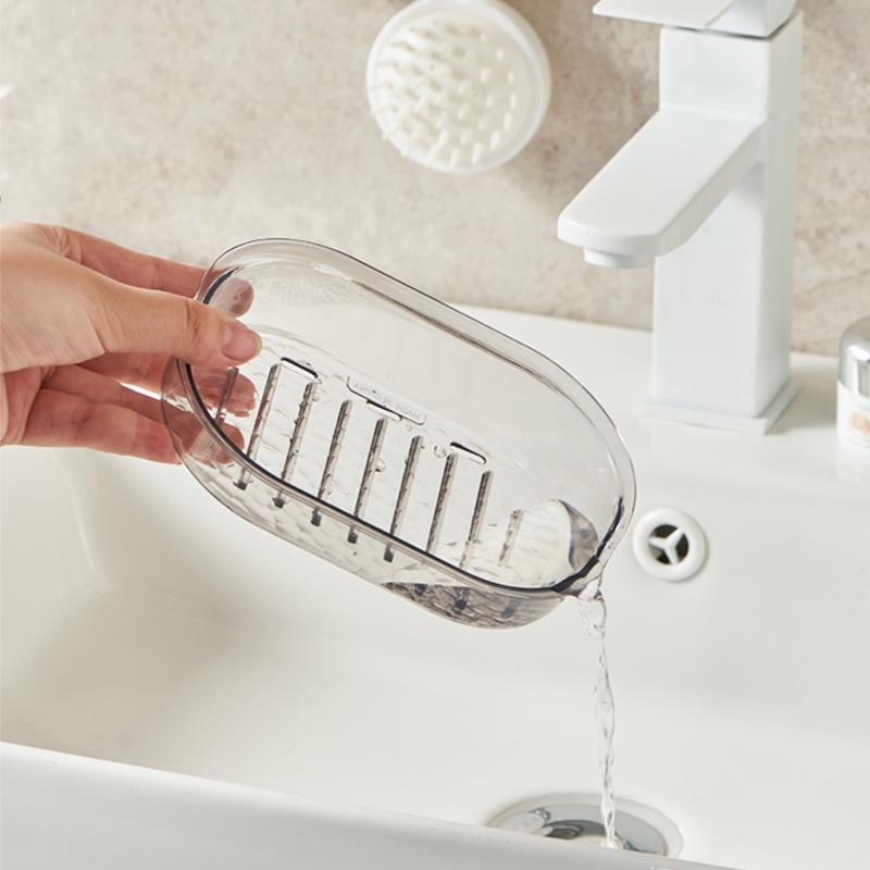 Khay Đựng Xà Phòng Hai Tầng Gắn Tường Sáng Tạo Có Móc Treo Cho Nhà Tắm