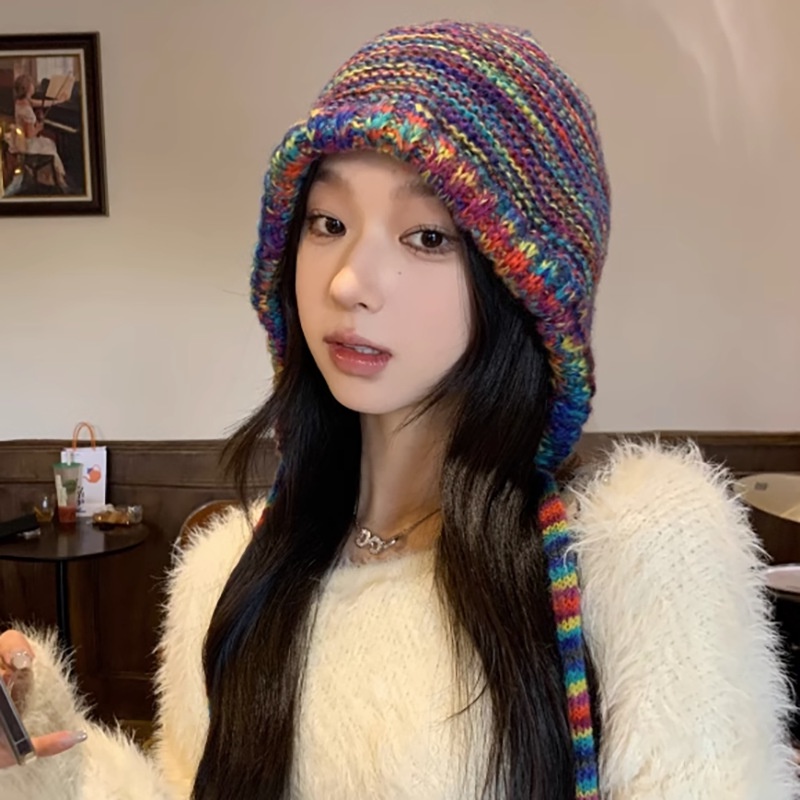 Mũ Len Dệt Kim Nhiều Màu Sắc Giữ Ấm Mùa Đông Cho Nữ