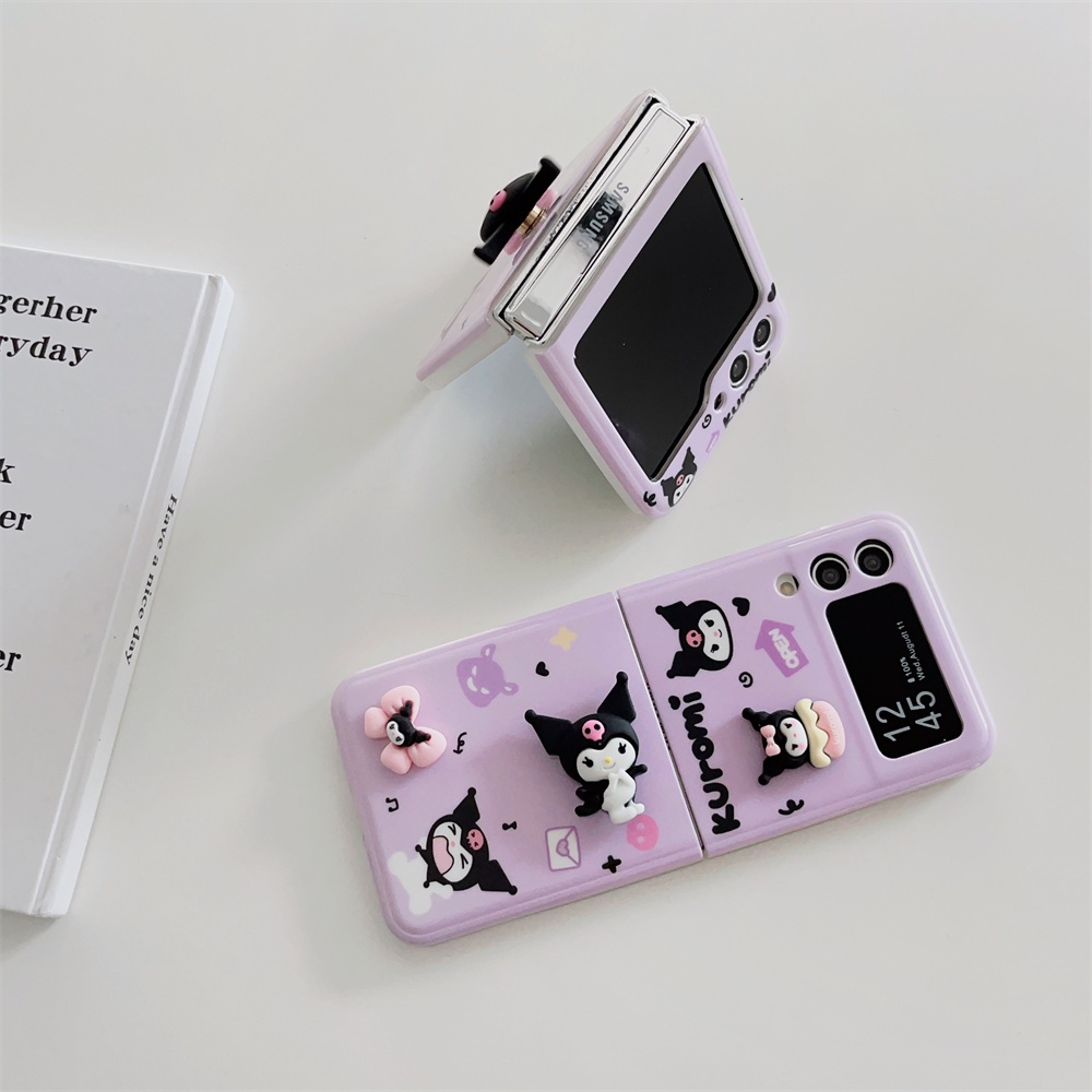 Bao Da Điện Thoại Họa Tiết kuromi 3d Dễ Thương Cho samsung galaxy z flip 5 4 3 zflip5 Ốp