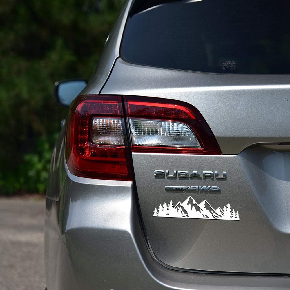Phụ Kiện Miếng Dán Đề Can vinyl Hình Núi Tuyết / Cây Núi Tuyết Màu Đen Trang Trí Ngoại Thất Xe Hơi