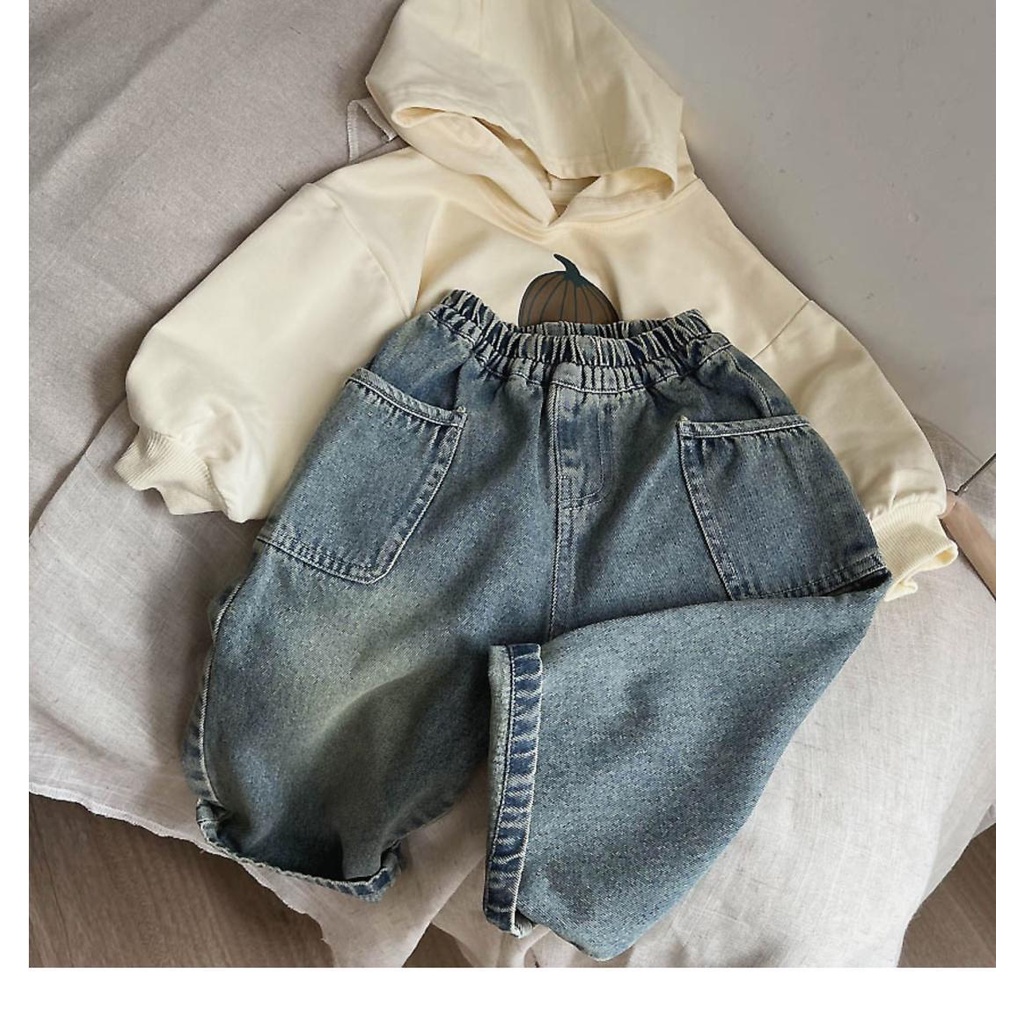 Quần Jean Dài Mềm Mại Phong Cách vintage Thời Trang Mùa Thu 2023 Cho Bé Trai