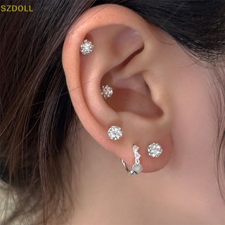 1 Bông Tai Pha Lê Tròn Treo Vành Tai helix cartilage Sdom