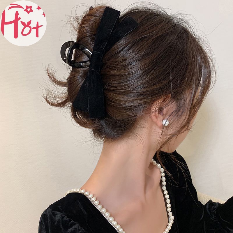 Jr Kẹp Tóc Hình Cá Mập Màu Đen Phong Cách retro Hàn Quốc