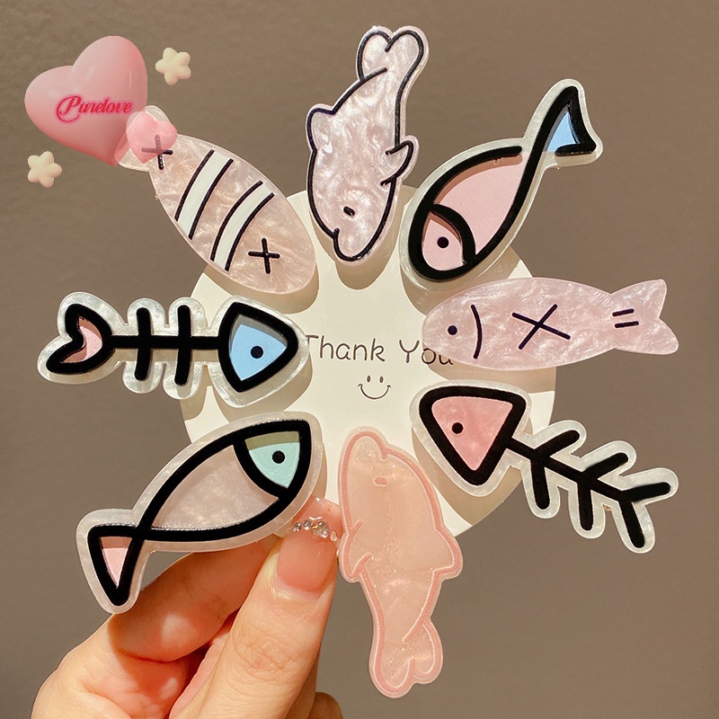 Kẹp tóc QrhYK hình cá phong cách Nhật Bản xinh xắn cho nữ