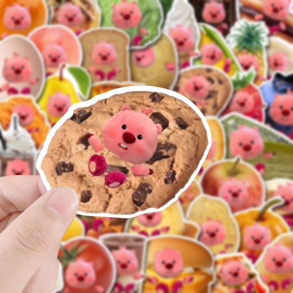 Bộ 50 Miếng Dán Trang Trí laptop ipad Chống Thấm Nước Hình Thức Ăn Vui Nhộn