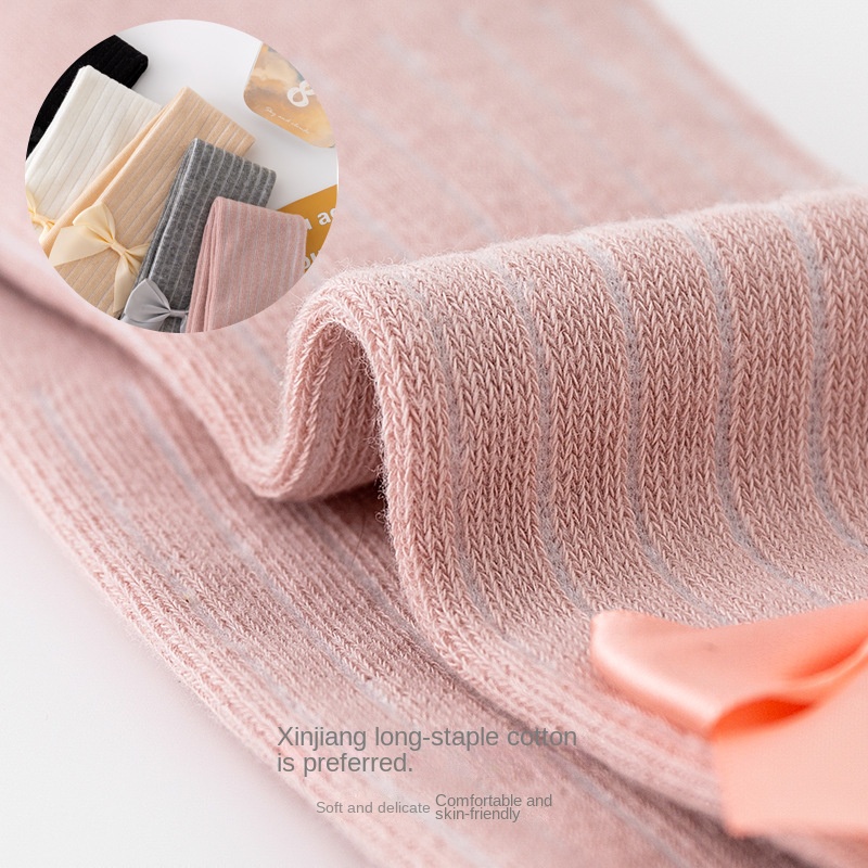 Dễ Thương Quần Tất cotton Lưng Cao Đính Nơ Xinh Xắn Cho Bé Gái