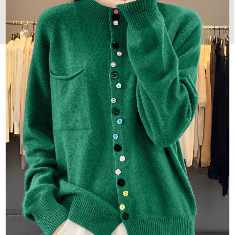 Áo Khoác cardigan Dệt Kim Tay Dài Dáng Rộng Mềm Mại Màu Trơn Cài Nút Thời Trang Mùa Thu Cho Nữ