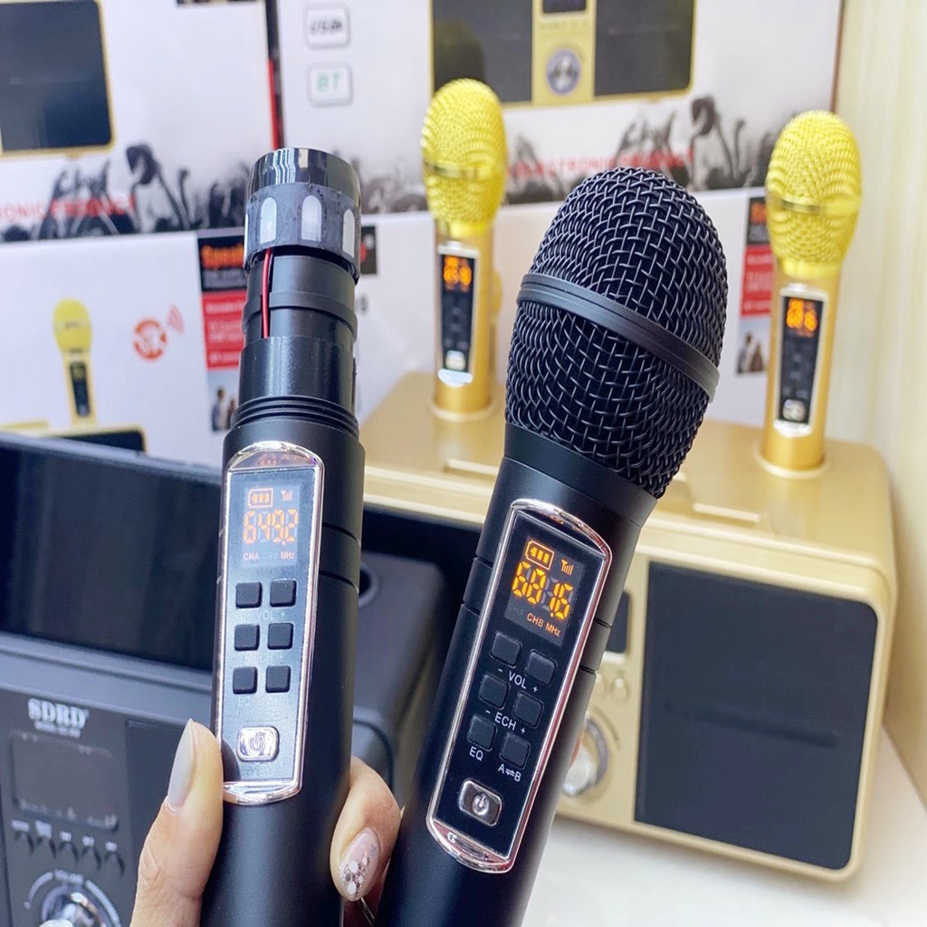Loa Karaoke SDRD SD309 Loa Bluetooth Mini Karaoke SDRD SD-309, Bản Cao Cấp Chất Lượng, Kèm 2 Micro Sạc Không Dây