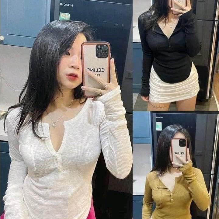 Áo tăm gân tay dài hình thật shop chụp
