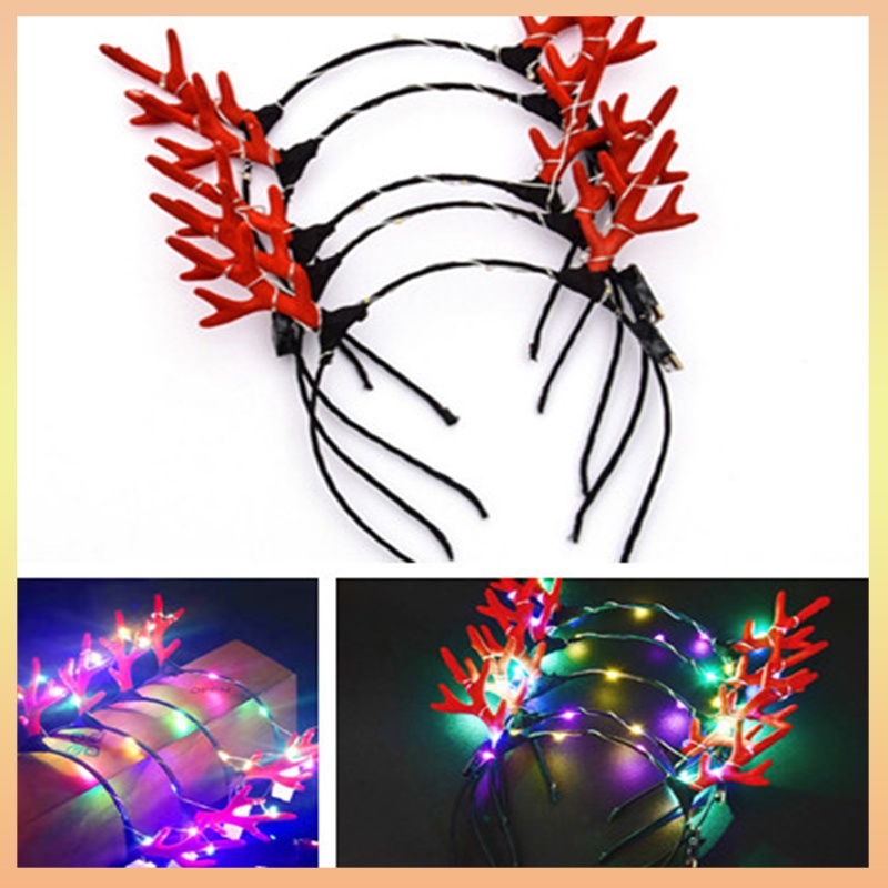 Băng Đô Cài Tóc Hình Nhánh Cây & Sừng Hươu Phát Sáng Cổ Tích Cổ Điển Cho Bé Gái