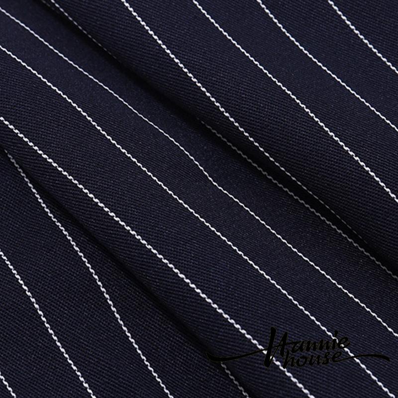 Set Áo Lửng Hai Dây + Chân Váy Xẻ Tà Họa Tiết Sọc Dọc Thời Trang Dành Cho Nữ