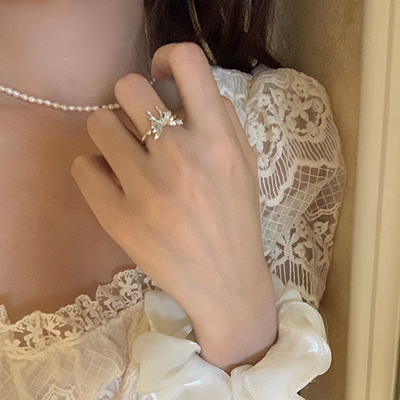 Nhẫn Hở Hình Bướm Ba Chiều Có Thể Điều Chỉnh