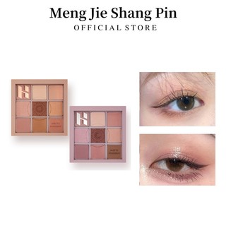 Bảng phấn mắt mengjieshangpin 9 màu hiệu ứng lì ánh ngọc chống thấm nước và mồ hôi lâu trôi
